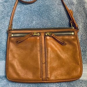 Brown leather fossil Cross body
